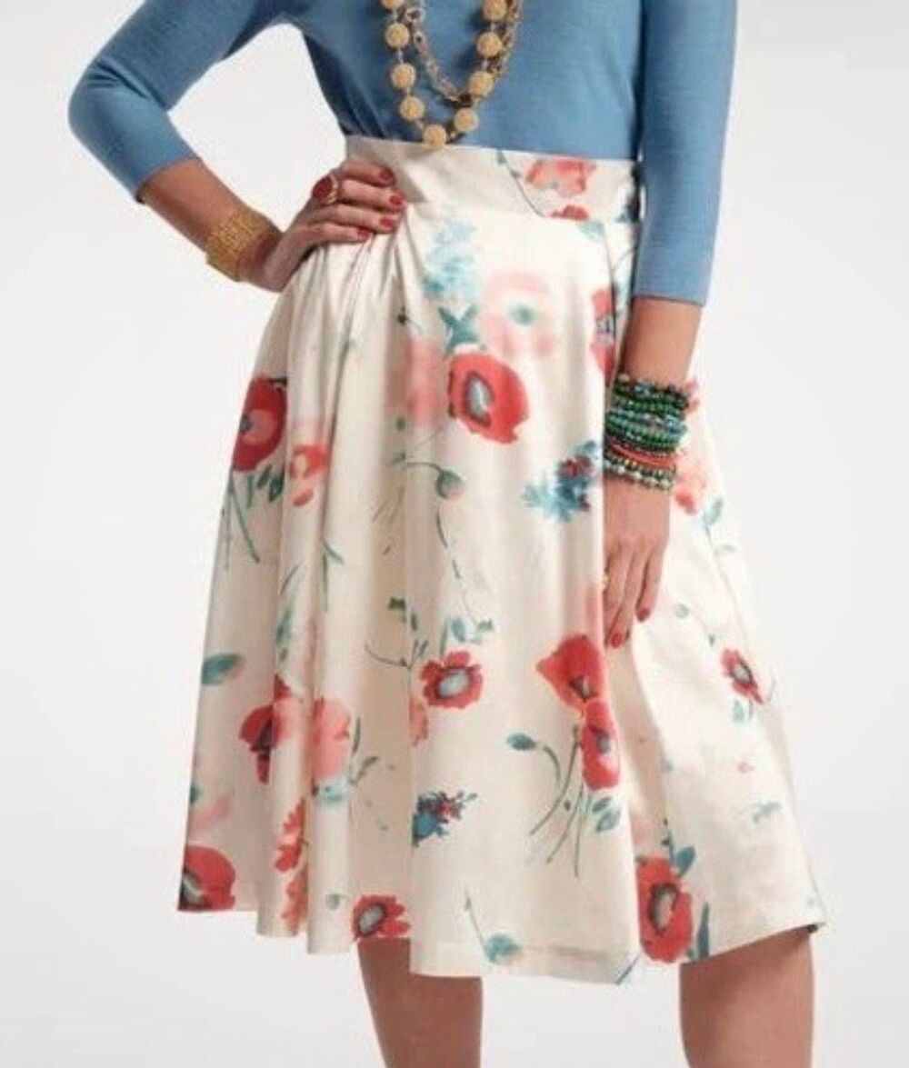 Frances Valentine Shelley MIDI Skirt in White Multi NWT Size XL